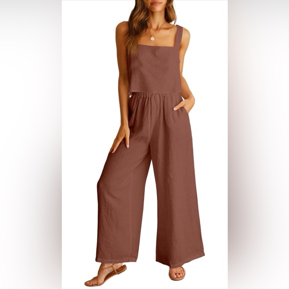 Amazon Pants - NWT 2PC BROWN TOP & PANT SET-S